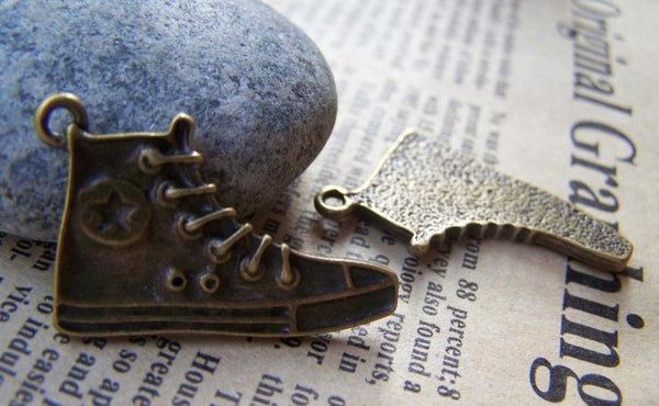 Accessories - 10 Pcs Of Antique Bronze Sneaker Shoes Charms 18x29mm A3290