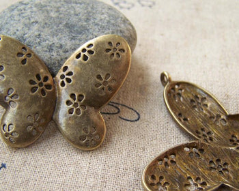 Accessories - 10 Pcs Of Antique Bronze Snowflake Butterfly Pendants 29x38mm A1587