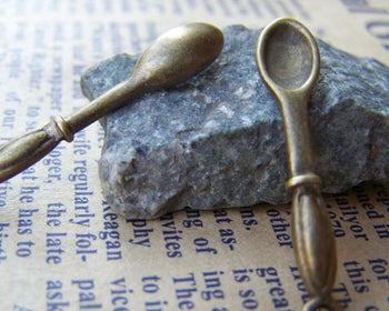 Accessories - 10 Pcs Of Antique Bronze Spoon Charms Pendants 6.5x35mm A1430