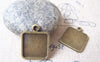 Accessories - 10 Pcs Of Antique Bronze Square Cameo Base Pendants Match 15x15mm Cabochon A4465