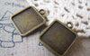 Accessories - 10 Pcs Of Antique Bronze Square Cameo Base Pendants Match 15x15mm Cabochon A4465