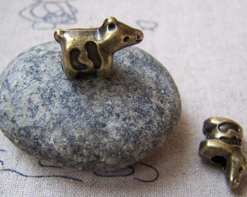 Accessories - 10 Pcs Of Antique Bronze Standing Dog Spacer Beads 12x17mm A5750