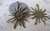 Accessories - 10 Pcs Of Antique Bronze Sun Eye Round Base Settings Match 12mm Cabochon A7359