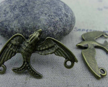 Accessories - 10 Pcs Of Antique Bronze Swallow Bird Dove Connectors Charms 19x33mm A240