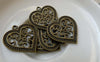 Accessories - 10 Pcs Of Antique Bronze Swirly Flower Heart Pendant 22x22mm A6257