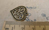Accessories - 10 Pcs Of Antique Bronze Swirly Flower Heart Pendant 22x22mm A6257