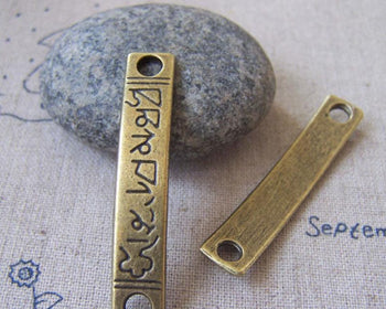 Accessories - 10 Pcs Of Antique Bronze Symbol Sign Curved Bar Bracelet Connector Charms 8x45mm A4168