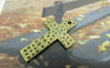 Accessories - 10 Pcs Of Antique Bronze Textured Cross Charms Pendants 19x31mm  A5981