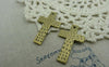 Accessories - 10 Pcs Of Antique Bronze Textured Cross Charms Pendants 19x31mm  A5981
