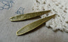 Accessories - 10 Pcs Of Antique Bronze Textured Long Leaf Charms Pendants 6x42mm A5623
