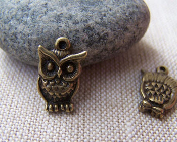 Accessories - 10 Pcs Of Antique Bronze Tiny Owl Charms 10x16mm A121