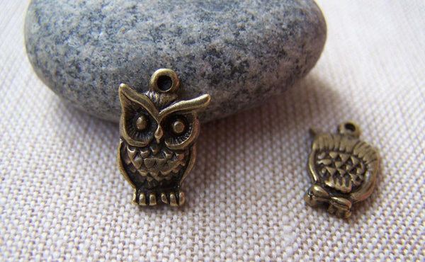 Accessories - 10 Pcs Of Antique Bronze Tiny Owl Charms 10x16mm A121