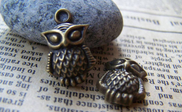 Accessories - 10 Pcs Of Antique Bronze Tiny Owl Charms 13x16mm A134