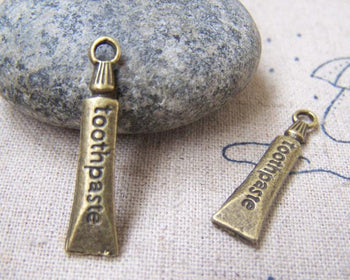 Accessories - 10 Pcs Of Antique Bronze Toothpaste Charms 7x28mm A2914