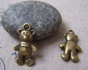 Accessories - 10 Pcs Of Antique Bronze Toy Bear Charms 15x25mm A4969