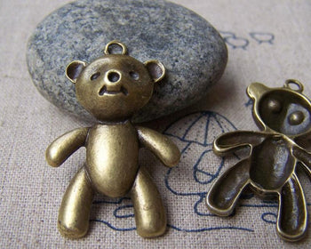 Accessories - 10 Pcs Of Antique Bronze Toy Bear Pendants Charms 24x38mm A1211