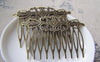 Accessories - 10 Pcs Of Antique Bronze Traditional Chinese Filigree Flower Ten Teeth Hair Clips 45x65mm A3504
