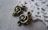 Accessories - 10 Pcs Of Antique Bronze Treble Clef  Music Note Beads 9x18mm A4892