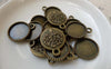 Accessories - 10 Pcs Of Antique Bronze Tree Round Base Settings Match 14mm Cab A6219