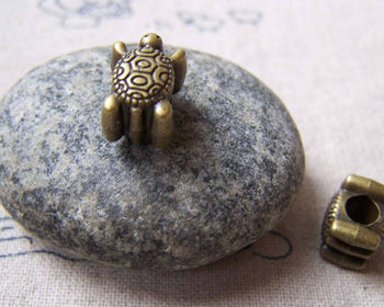 Accessories - 10 Pcs Of Antique Bronze Turtle Spacer Beads Double Sided 9x13mm A5773