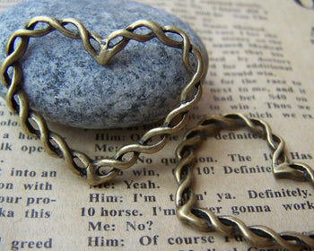 Accessories - 10 Pcs Of Antique Bronze Twisted Lace Edge Heart Pendants Charms 28x32mm A1510