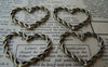 Accessories - 10 Pcs Of Antique Bronze Twisted Lace Edge Heart Pendants Charms 28x32mm A1510
