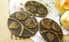 Accessories - 10 Pcs Of Antique Bronze Two Owls In Love Round Charms 25mm A116