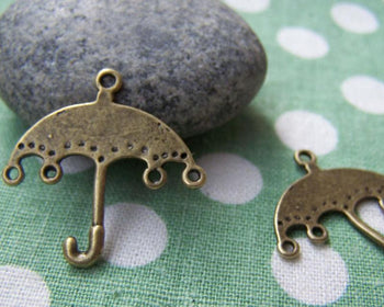 Accessories - 10 Pcs Of Antique Bronze Umbrella Chandelier Pendants Charms 25x25mm A1417