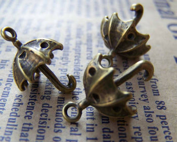 Accessories - 10 Pcs Of Antique Bronze Unfolded Umbrella Charms 13x19mm A1427