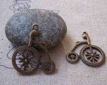 Accessories - 10 Pcs Of Antique Bronze Vintage Style Bicycle Pendants Charms 26x27mm A5052