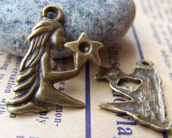Accessories - 10 Pcs Of Antique Bronze Virgin Constellation Charms Pendants 15x23mm A4423