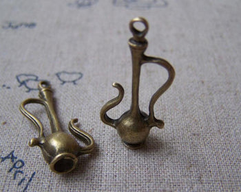 Accessories - 10 Pcs Of Antique Bronze Wine Pot Charms Pendants 13x28mm A4971