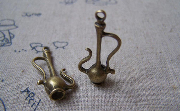 Accessories - 10 Pcs Of Antique Bronze Wine Pot Charms Pendants 13x28mm A4971