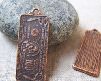 Accessories - 10 Pcs Of Antique Copper One Hundred US Dollar Bill Money Charms 12x31mm A5621