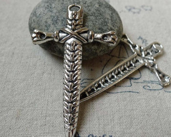 Accessories - 10 Pcs Of Antique Cross Pendants Charms Size 33x52mm A6568