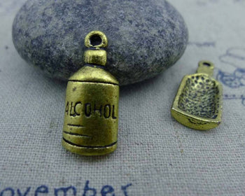 Accessories - 10 Pcs Of Antique Gold Alcohol Wine Bottle Charms Pendants 10x23mm A1368
