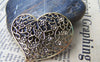 Accessories - 10 Pcs Of Antique Gold Filigree Swirly Heart Pendants Charms 40x43mm  A1603