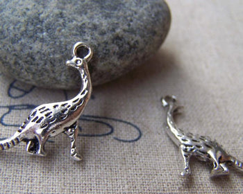 Accessories - 10 Pcs Of Antique Silver 3D Dinosaur Charms 22mm A1157