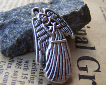 Accessories - 10 Pcs Of Antique Silver Angel Charms  18x29mm A1523