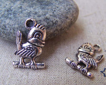Accessories - 10 Pcs Of Antique Silver Bird Charms Double Sided 12x19mm A809