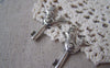 Accessories - 10 Pcs Of  Antique Silver Bird Crown Key Charms 21x36mm A3563