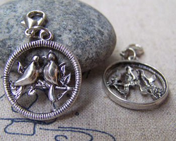 Accessories - 10 Pcs Of Antique Silver Bird Ring Charms 22mm A817