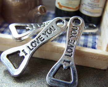 Accessories - 10 Pcs Of Antique Silver Bottle Opener Charms 10x27mm A1384
