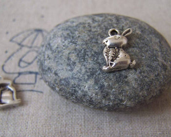 Accessories - 10 Pcs Of Antique Silver Carrot Rabbit Charms 9x13mm A1175