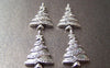 Accessories - 10 Pcs Of Antique Silver Christmas Tree Charms Pendants 25x28mm A956