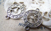 Accessories - 10 Pcs Of Antique Silver Clock Connector Charms 18x25mm A2893