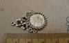 Accessories - 10 Pcs Of Antique Silver Coiled Edge Flower Cameo Bezel Base Settings Match 14mm Cabochon A3202