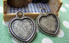Accessories - 10 Pcs Of Antique Silver Coiled Edge Heart Base Settings Pendants Match 17x18mm Cabochon A3162