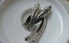 Accessories - 10 Pcs Of Antique Silver Curved  Flower Fish Beads Charms 9x42mm A6516