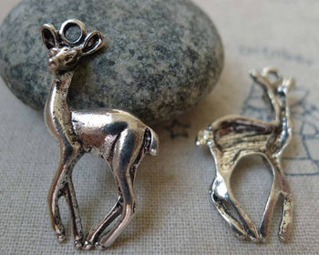 Accessories - 10 Pcs Of Antique Silver Deer Pendants Charms 17x33mm A5910
